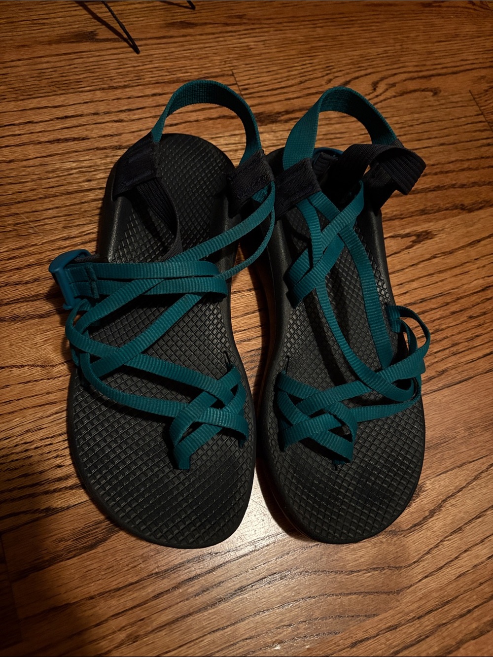 Strappy Teal Chacos Outdoor Sandals